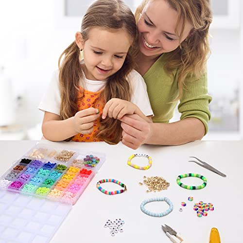 QUEFE 4100pcs 24 Colors Clay Beads for Bracelet Making Kit, Charm Brac –  WoodArtSupply