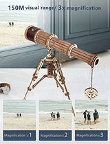 ROKR 3D Puzzles for Adults Wooden Telescope Building Model Kit with Tripod for Adults -3X Magnification Science Kit Gifts for Boy/Girls ROKR