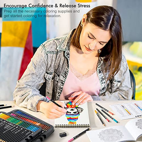 80 Colored Pencils, Shuttle Art Soft Core Coloring Pencils with Coloring Book, Sketch Pad and Sharpener, Premium Color Pencils for Adult Coloring, Shuttle Art