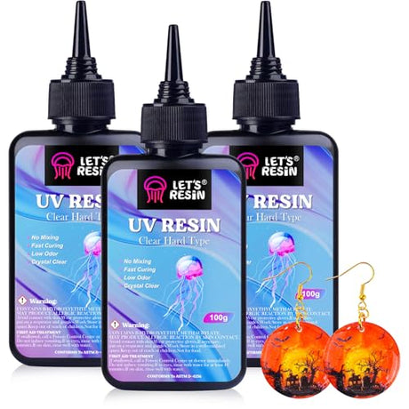 LET'S RESIN UV Resin, 300g Low Viscosity Crystal Clear Thin UV Resin Kit, Quick-Curing & Low Shrinkage Ultraviolet Epoxy Resin for Crafts, Casting, LET'S RESIN