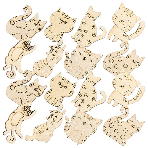 ibasenice 50pcs Unfinished Wooden Cat Cutouts Wood Discs Slices Blank Cat Animal Shaped Disc for Home DIY Handicraft Birthday Party Small Cat Party - WoodArtSupply