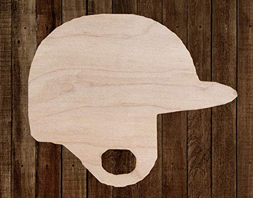 12" Baseball Helmet Unfinished Wood Cutout Cut Out Shapes Painting Crafts - WoodArtSupply