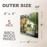 Unfinished Wood Boards Canvas for Painting, 5 Packs 3/4’’ Deep Cupohus 4’’ x 4’’ Wooden Cradled Panels for Pouring Art, Crfats, Paints and More Cupohus