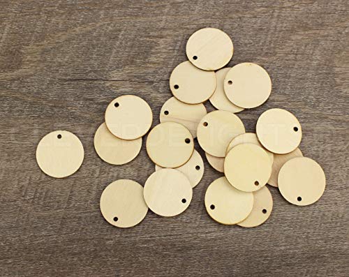 CleverDelights 1 Inch Wood Circles - 50 Pack - 1/16" Thick - 1" Round Unfinished Craft Pieces CleverDelights