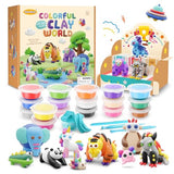 Drama Planet Air Dry Clay Kit for Kids - Comes with Instructional Guide Featuring 4 Scenes & 26 Projects Tutorials, 18 Cans of Modeling Clay, Drama Planet