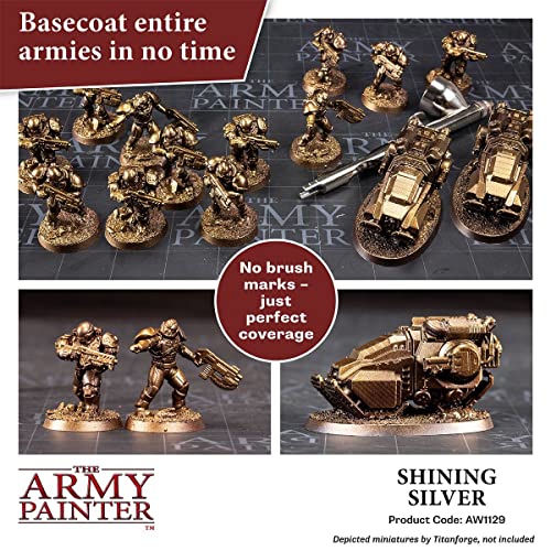 The Army Painter Warpaint Air Metallics Shining Silver - Acrylic Non-Toxic Heavily Pigmented Water Based Paint for Tabletop Roleplaying, Boardgames, The Army Painter