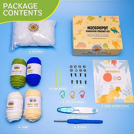 YIGWANG Crochet Kit for Beginners, Learn to Crochet Animal Kit for Kids Adults,Complete Crochet Stater Kits with Step-by-Step Video Tutorials and YIGWANG