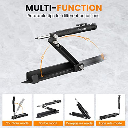 Saker Multi-function Scribing Tool- Construction Pencil- Aluminum Alloy Scribe Tool with Deep Hole Pencil,DIY Woodworking Scribe Gauge Scriber Line - WoodArtSupply