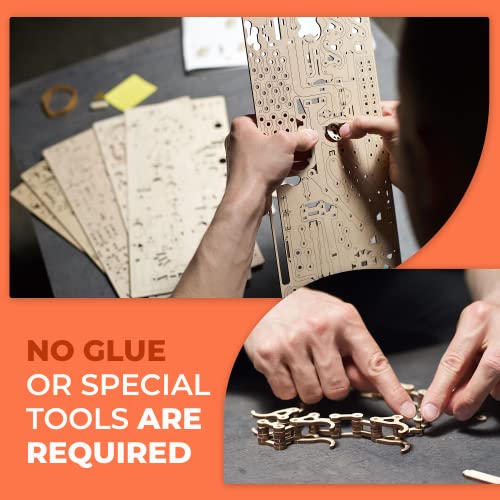 UGEARS Marble Run Chain Hoist - Engaging 3D Wooden Puzzle with Rubber Band Motor UGEARS