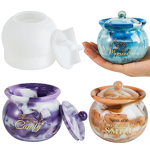 ISSEVE Jars Resin Molds, Jar Silicone Molds with Lid, Epoxy Resin Casting Molds Jar Molds for Storage Box,Candy Jewelry Container,Home Decoration,DIY ISSEVE