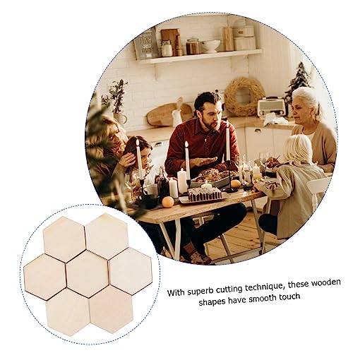 ABOOFAN 100pc Hexagon Wood Slices Unfinished Hexagon Cutouts Blank Wood Hexagon Unfinished Wood Hexagon Cutouts Unfinished Wood Cutout Unfinished ABOOFAN