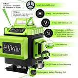 Laser Level Self Leveling - Elikliv 200ft Outdoor Robust Indoors 4D Green Cross Line Laser Level 4x360 Horizontal Vertical Dual-beam Lasers for DIY Elikliv