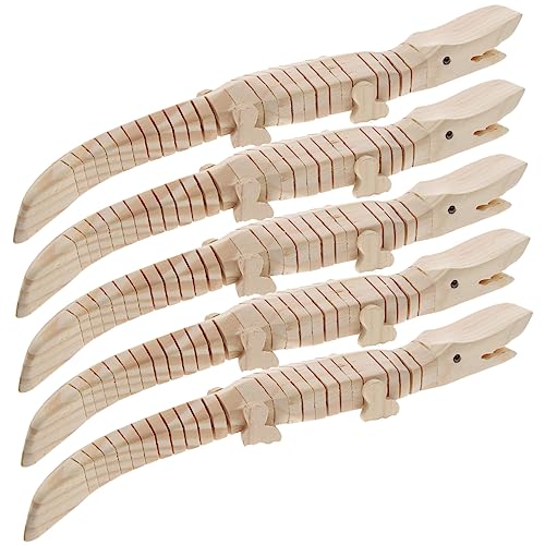 Vaguelly 5pcs DIY Wood Toy Painting Realistic Crocodile Plaything Small Crocodile Model Wood Crocodile Model Toy for Kids Students Handcraft Vaguelly