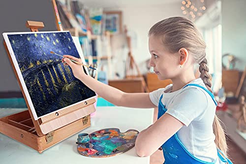 Louise Maelys Tabletop Easel Beechwood Art Easel for Painting Canvases Table Easel Stand for Painters Painting by Numbers, Students Beginners Artist Louise Maelys