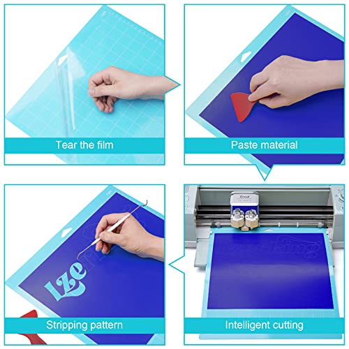 Lzerking Cutting Mat for Cricut 4 Pack Accessories and Supplies Light Replacement Blue Cut Pads Cricket Cards for Cutting Machine Maker/Maker Lzerking