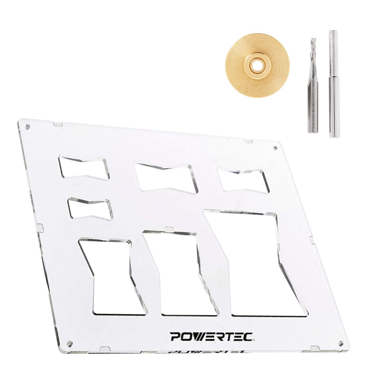 POWERTEC 71869 Router Bits Solid Brass Inlay Kit w/Butterfly Template 7 in 1 Decorative Bowtie POWERTEC