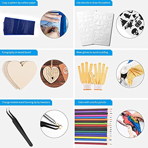 Wood Burning Kit 113pcs Professional Wood Burning Tool Adjustable Temperature Wood Burner Tools Set with Soldering Iron for Embossing Carving DIY AOZOY