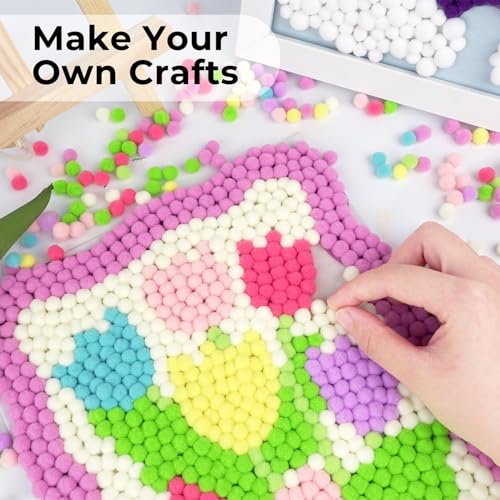 Funto Tulip Pom Pom Painting Art Kit, 1100+ pom poms, Canvas and Sturdy Easel for Home Decor, Suitable for Kids and Adults DIY Painting, Perfect Funto