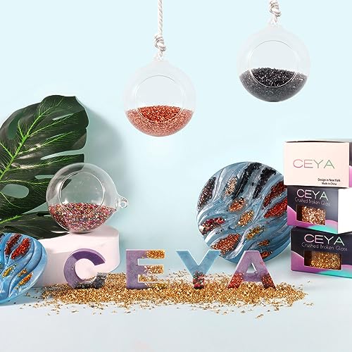 Ceya 10.6oz/ 300g Crushed Irregular Glass Silver Metallic Crystal Chips Broken Glass Glitter 2-4mm Craft Chunky Glitter for Nail Art Epoxy Resin Mold ceya