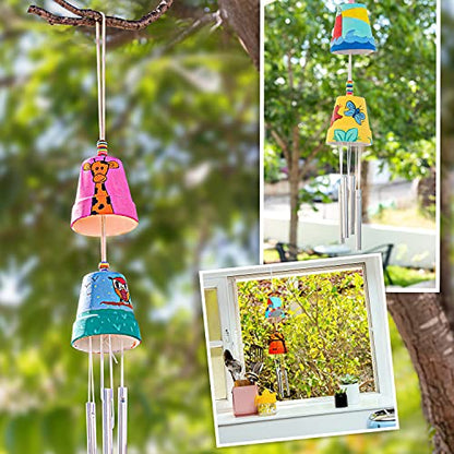 ROMI'S WAY 2-Pack Make Your Own Wind Chime Kit - Larger Bells, Stencils and Beads, Arts and Crafts for Kids Ages 8-12, 4-8 - DIY Craft Kit for Girls