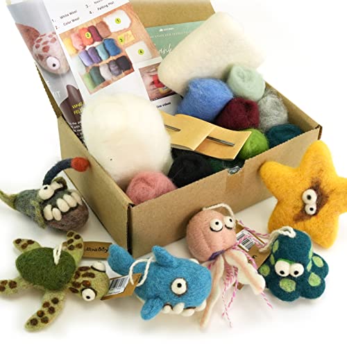 Woolbuddy Needle Felting Kit, Sea Animal Felting Kits for Beginners Adults and Kids, Craft for Adults, DIY, Needle Felting Supplies Included, Wool - WoodArtSupply