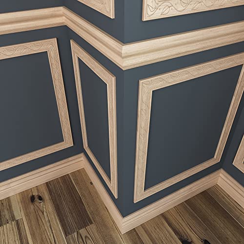 425-4WHW Unfinished White Hardwood Ivy Embossed Chair Rail Moulding ORNAMENTAL