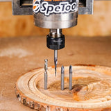 SpeTool CNC Router Bits Carving Set for Wood Profile V Groove Engraving Solid Carbide 1/4 Inch Shank SpeTool