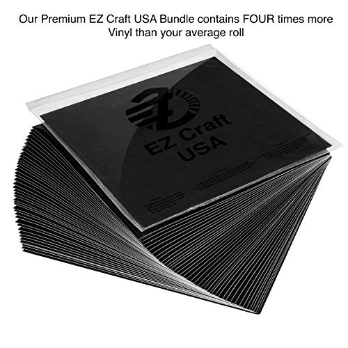 EZ Craft USA Permanent Glossy Black Vinyl Sheets Better Than Vinyl Rolls 12" x 12" - 40 Glossy Adhesive Backed Sheets Work with Cricut and Other - WoodArtSupply