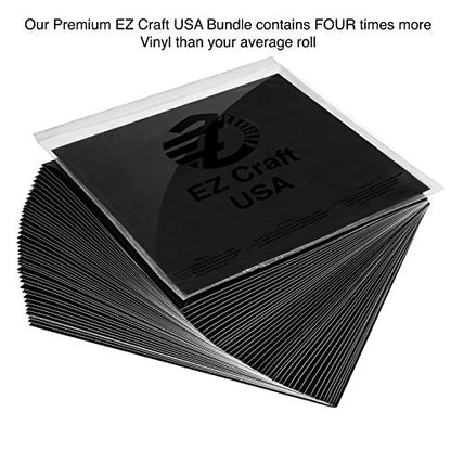 EZ Craft USA Permanent Glossy Black Vinyl Sheets Better Than Vinyl Rolls 12" x 12" - 40 Glossy Adhesive Backed Sheets Work with Cricut and Other - WoodArtSupply