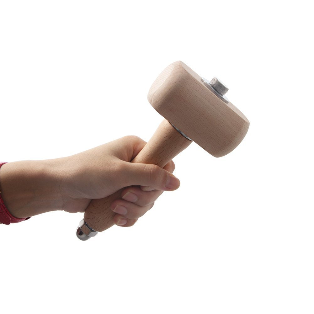 WEICHUAN Beech Wood Mallet Carving Mallet Leathercraft Sewing Engraving Printing Hammer Mallet The Well-Balanced Beechwood Woodworking Mallet WEICHUAN