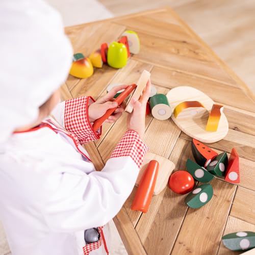Melissa & Doug Cutting Food - Play Set With 25+ Hand-Painted Wooden Pieces, Knife, and Cutting Board - Pretend Play Kitchen Fruit Toys For Toddlers Melissa & Doug