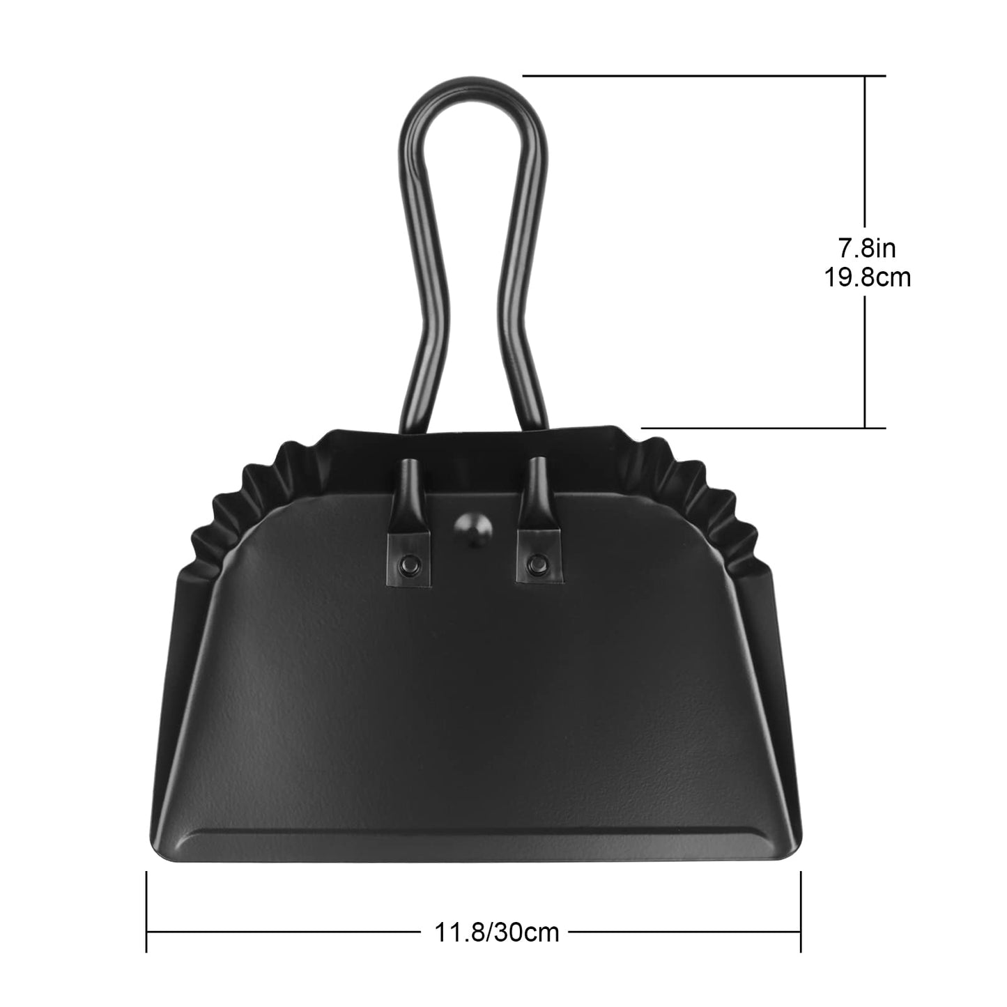 Heavy Duty Black Metal Dust Pan -Handheld Dustpan with Handle, Stainless Steel Large Dustpans with Wide Lip Industrial Dust Pans Precision Edge Small