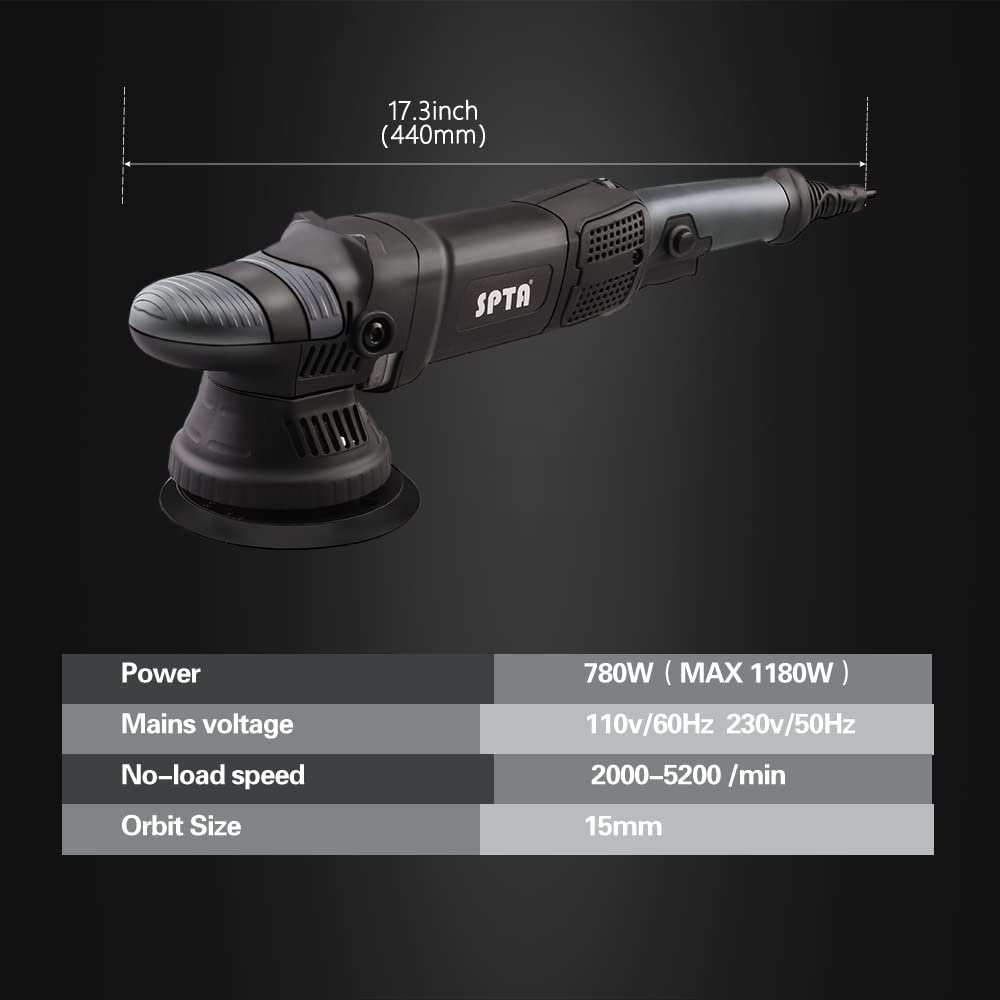 Buffer Polisher, SPTA 5-Inch 125mm Dual Action Random Orbital Car Polisher,Car Detailing Kit, 4Pcs 5inch & 4Pcs 6Inch Polishing Pad,Packing Bag for SPTA