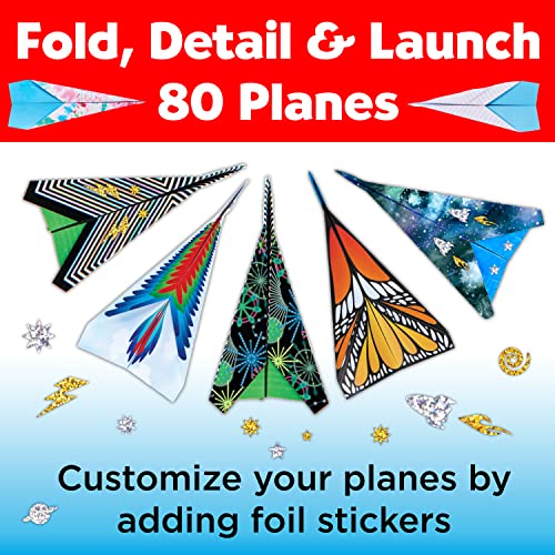 Creativity for Kids Fold and Launch Paper Airplanes - Create 80 Paper Planes, 2 Airplane Launchers, Crafts for Kids Age 6-8+ Creativity for Kids