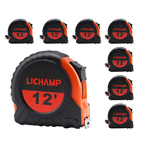 LICHAMP Tape Measure 12 ft, 8 Pack Bulk Easy Read Measuring Tape Retractable with Fractions 1/8, Measurement Tape 12-Foot by 1/2-Inch Lichamp