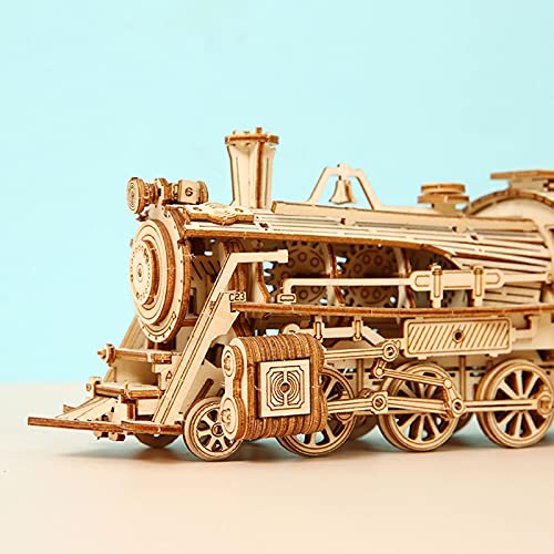 Express Train - DIY 3D Wooden Puzzle Model Kit - Laser Cut Wooden Puzzle Craft Kit, Brain Teaser Educational Building Model Toy for Kids -Mechanical ROEOLNIL