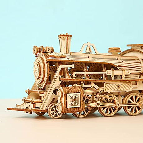 Express Train - DIY 3D Wooden Puzzle Model Kit - Laser Cut Wooden Puzzle Craft Kit, Brain Teaser Educational Building Model Toy for Kids -Mechanical ROEOLNIL
