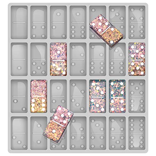 Professional Domino Molds for Resin Casting Jumbo Domino Molds for Resin Casting Double 6 Dominoes Mold, Shiny & No Scratches & Durable,8.86 x 9.25 x 0.39 inch 230g (New Version）