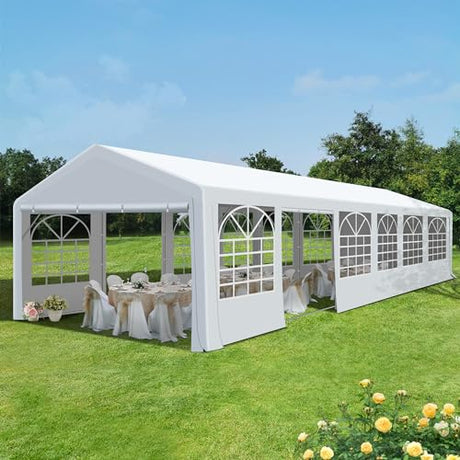 Raysfung 20' x 40' Heavy Duty Party Tent, Outdoor Large Wedding Tent with Removable Sidewalls Event Canopy Shelter for Birthday Party, Outdoor Event Raysfung
