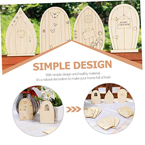 Yardwe 240 Pcs Mini Door Blank Fairy Door Garden Ornaments DIY Kits Unfinished Fairy Door House Windows Fairy Tale Door Mini Chips Unpainted Fairy Yardwe