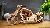 UGEARS Bike DIY Kit – Wooden Mechanical Motorcycle Project – Bike VM-02 Rubber Band Engine – for Vehicle Passionate and Bikers – Plywood Model with UGEARS