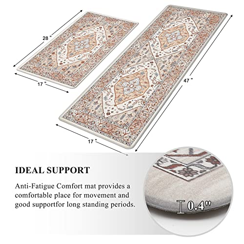 Pauwer Anti Fatigue Floor Mats - Cushioned Memory Foam 2 Piece Kitchen Rug Set, Non Slip Laundry & Sink Area Runner, Waterproof Comfort Standing Mat Pauwer