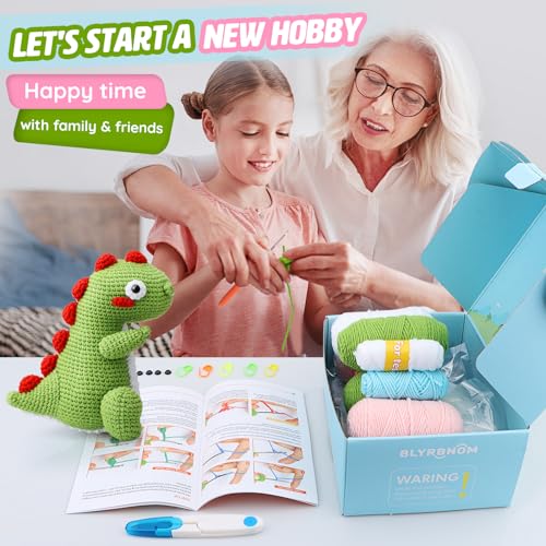 Blyrbnom Crochet Kit for Beginners Adults,Crochet Starter kit with Video Tutorials,Crochet Hook for Beginners Kids to Crochet Animal Kit,Knitting Blyrbnom