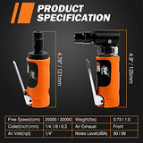 WP WORKPAD Air Die Grinder Set, Straight/Angled Air Die Grinder Kit with 1/4 and 1/8 inch Collets, Pneumatic Tools 2PCS WP WORKPAD