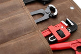 ironcube Tool Roll Tool Pouch, 6 Pocket Tool Storage Bag, Storage for Hand Tools, Gardening Tools, and Woodworking Tools. (Brown) ironcube