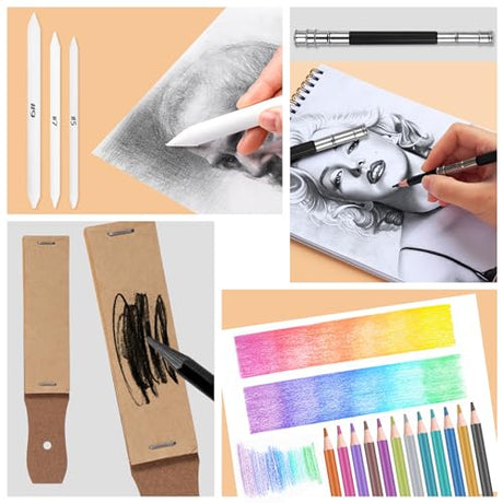Vobou 72pcs Art Supplies Set, Colored Drawing Pencils Art Kit- Sketching, Graphite Pencils With Portable Case, Ideal School Art Supplies for Artists Vobou