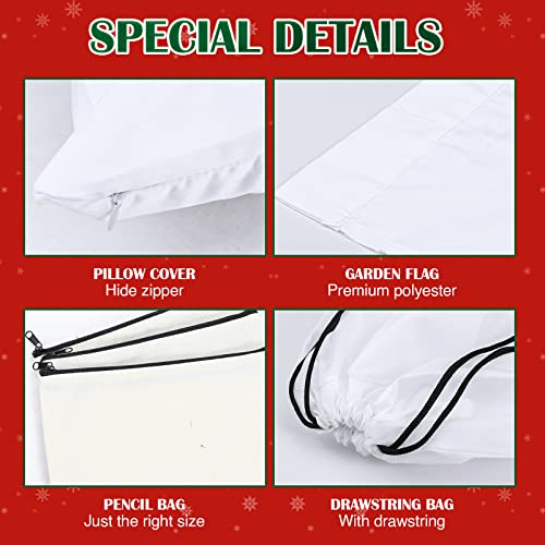 44Pcs Sublimation Blanks Products, DIY Sublimation Blanks Bulk with Car Coaster, Mouse Pad, Pillow Covers, Garden Flag, Makeup Bag, Drawstring Bag NEOACT