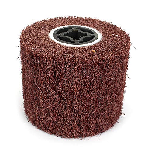 120x100x19mm Non-Woven Abrasive Wire Drawing Polishing Burnishing Wheel Flap Brush for Surface Treatment Stainless Steel, Aluminum, Copper, and More - WoodArtSupply