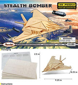 Puzzled 3D Puzzle Stealth Bomber Wood Craft Construction Model Kit, Fun & Educational DIY Wooden Toy Assemble Model Unfinished Crafting, Hobby Puzzle Puzzled