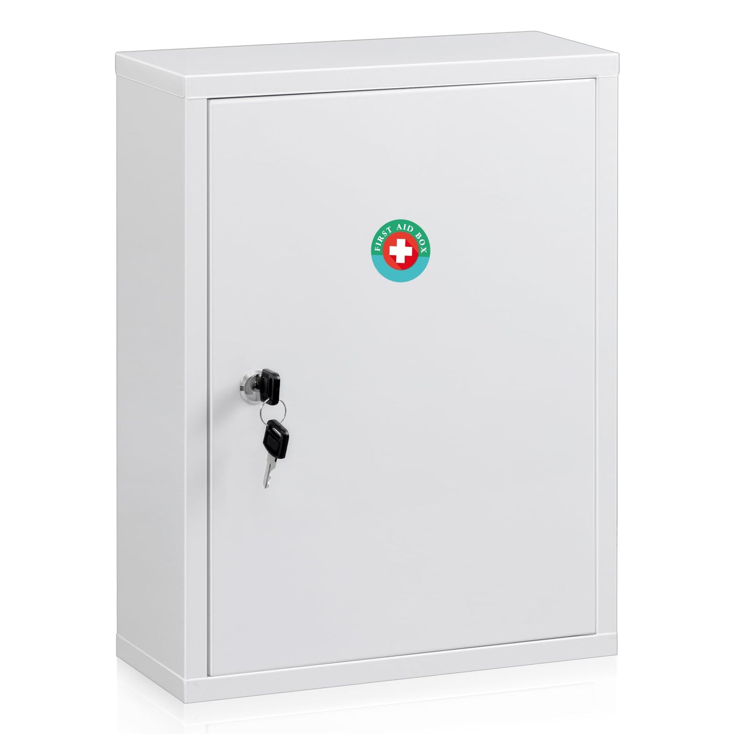 KYODOLED Wall Mount Medicine Cabinet, Large Capacity First Aid Wall Cabinet for Bathroom, Locking Medicine Cabinet with Key, Secure Steel Lock Box KYODOLED